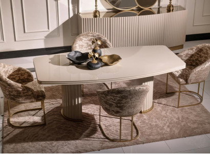 Jídelní skupina Jídelní kout Jídelní stůl židle Sada 7 kusů jídelna Beige dřevo design.